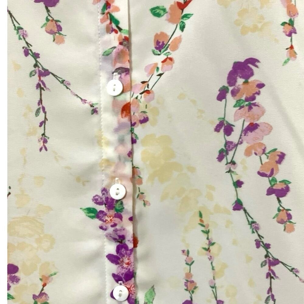 Belle by Kim Gravel Women's Floral Print V-Neck Blouse w/ Flutter Sleeves SZ S - Picture 5 of 9
